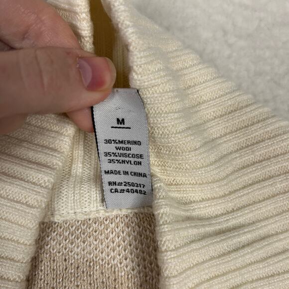 Varley Womens Size M Camrose Cardigan Sweater Zebra Print Merino Wool Tofu Ivory - Picture 6 of 8